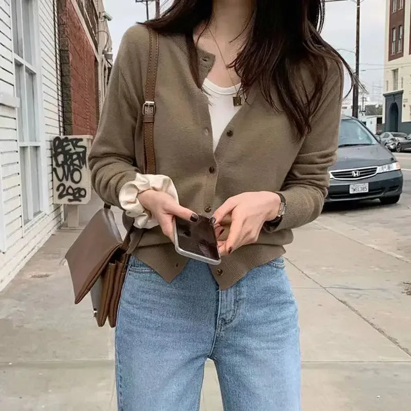 Korean V Neck Knit Cardigan