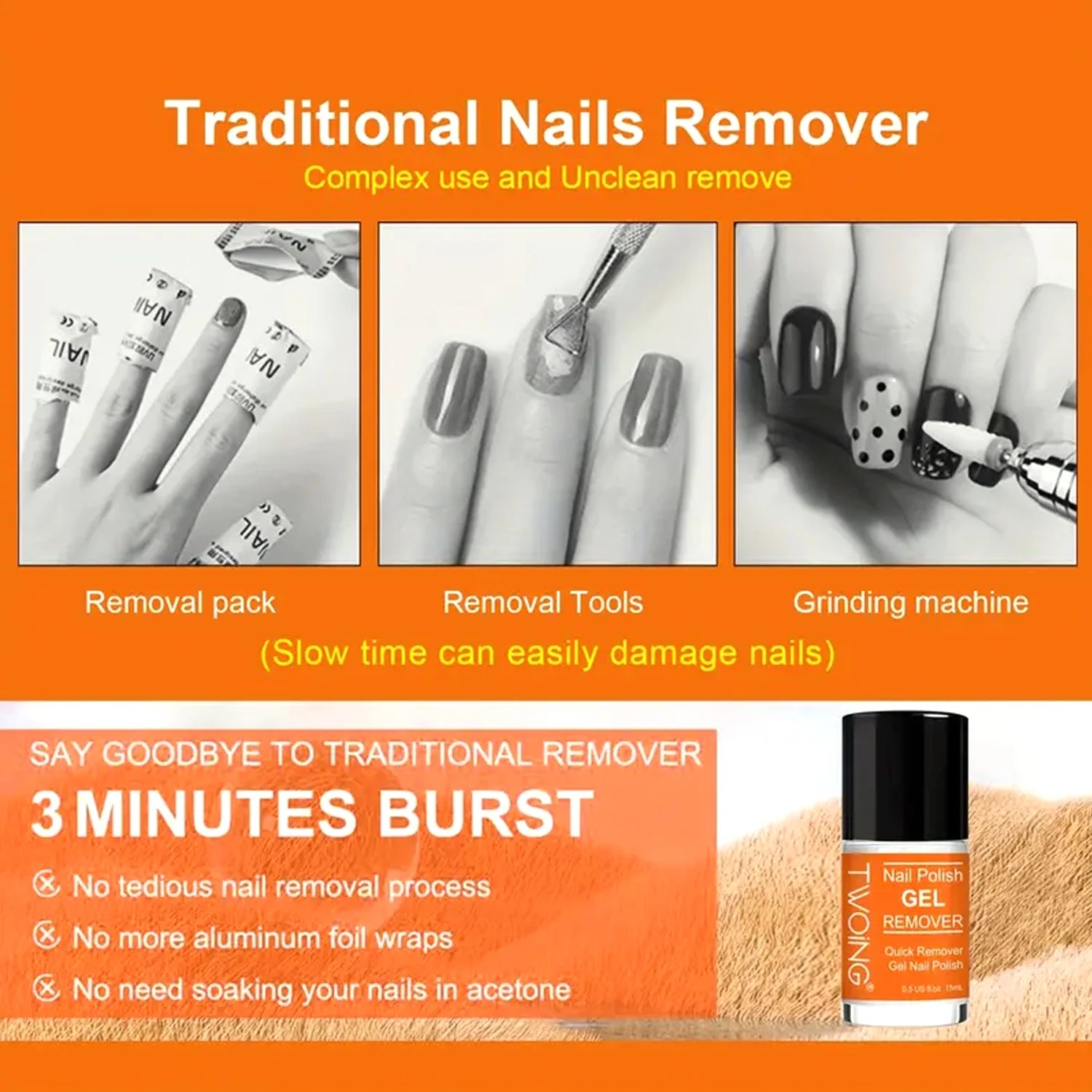 Nail Polish Gel Remover Set,2-5 Minutes Quick Remover Polish,With Gel Nail Polish Remover ,Nail  Latex Tape,For Nail Salon Care