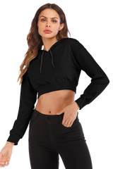 Cropped Hooded Pullover Sweatshirt Women
