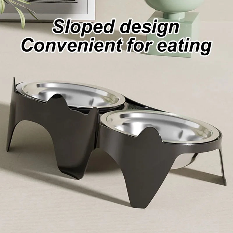 1PC Stainless Steel Cat Food & Water Bowl with Anti-Tip Design Large Capacity Easy-Eat Design for Pet Dog Cat  Feeding Food Bowl