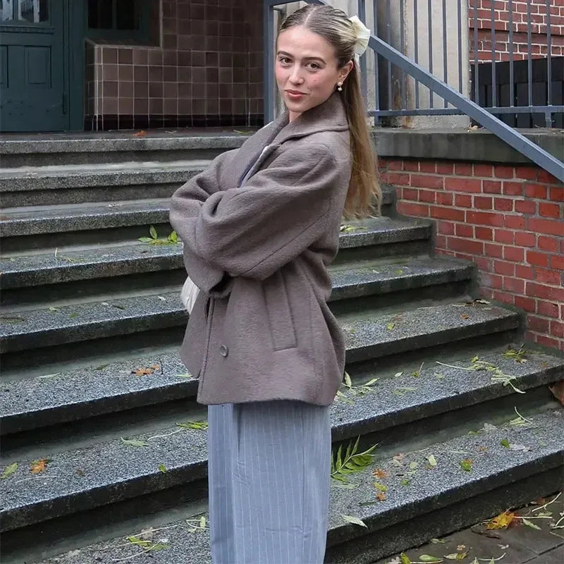 Double Breasted Wool Blazer Coat