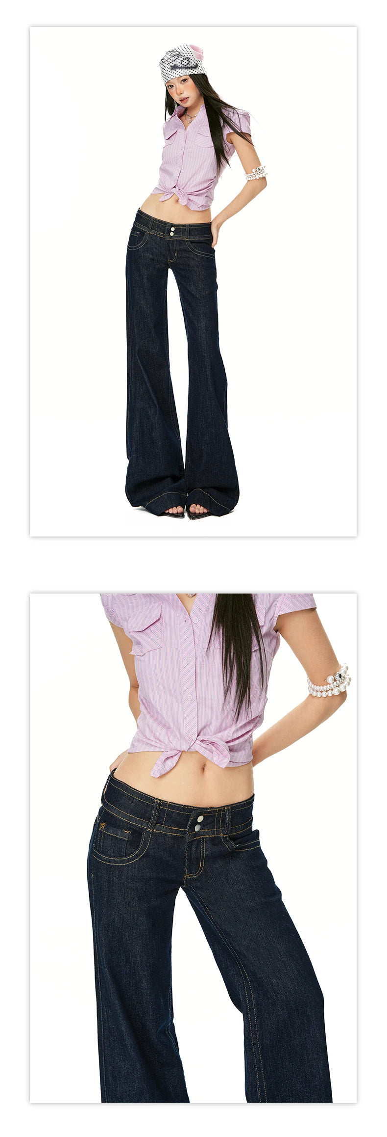 Women Vintage Blue Jeans Hip Hop Fashion Streetwear Y2K Wide Leg Straight Low Waist Jeans Baggy Denim Pants