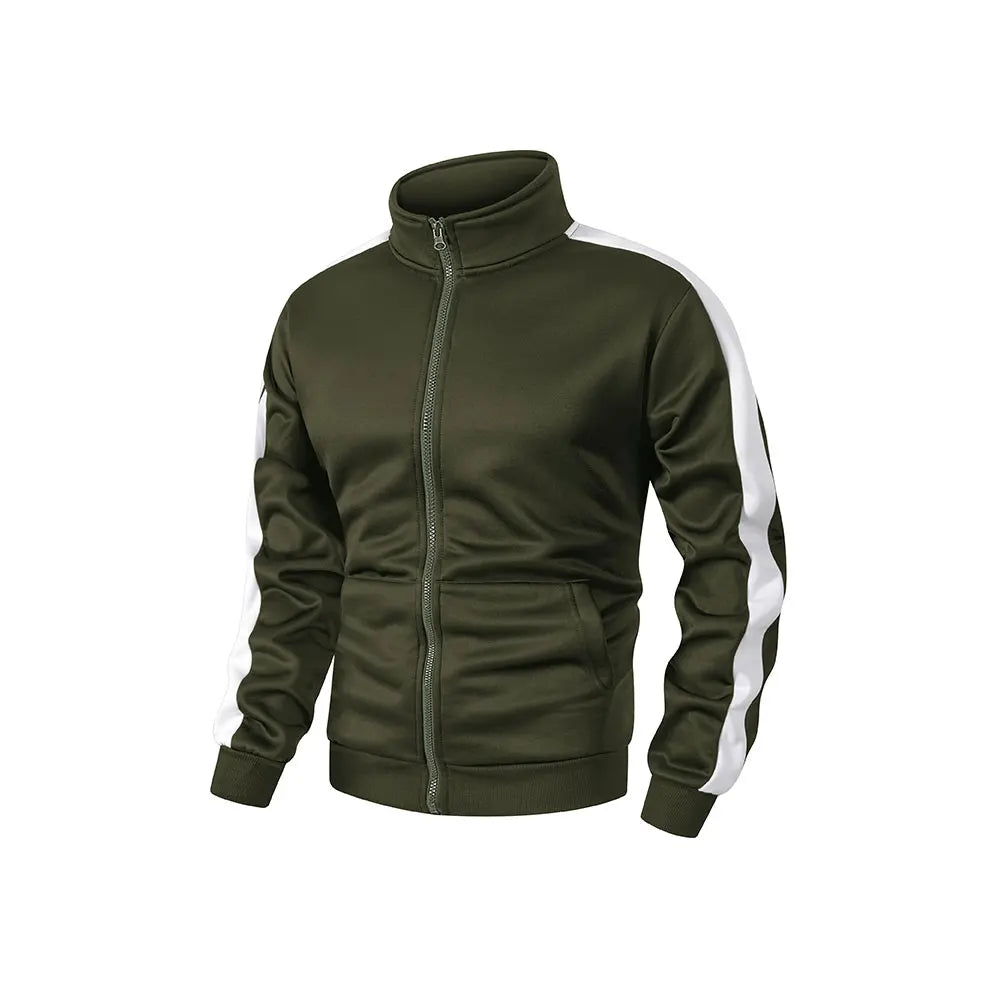 Men's Casual Tracksuit Zip Up Stand Collar Jacket & Sweatpants Classic Striped Suit for Men Fall Winter Daily Outdoor Streetwear
