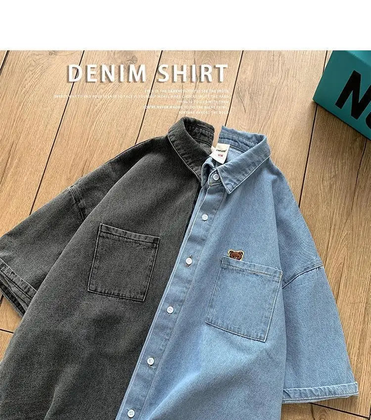 2025 Shirts Men Clothing Fashion Short Sleeve Summer Korean Style Loose All-match Cargo Handsome Homme Solid Tops Harajuku