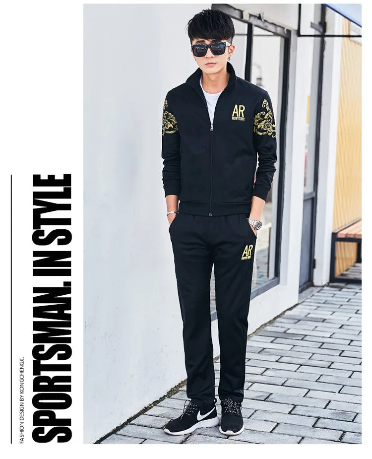 Plus Size 5XL 6XL Men's Tracksuit Autumn Clothes Sportswear Two Piece Set Men Jacket Sweatpants Male Sweatsuit Sports Suits Sets