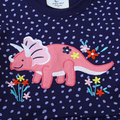 Dinosaur Embroidered Summer Girls Dress