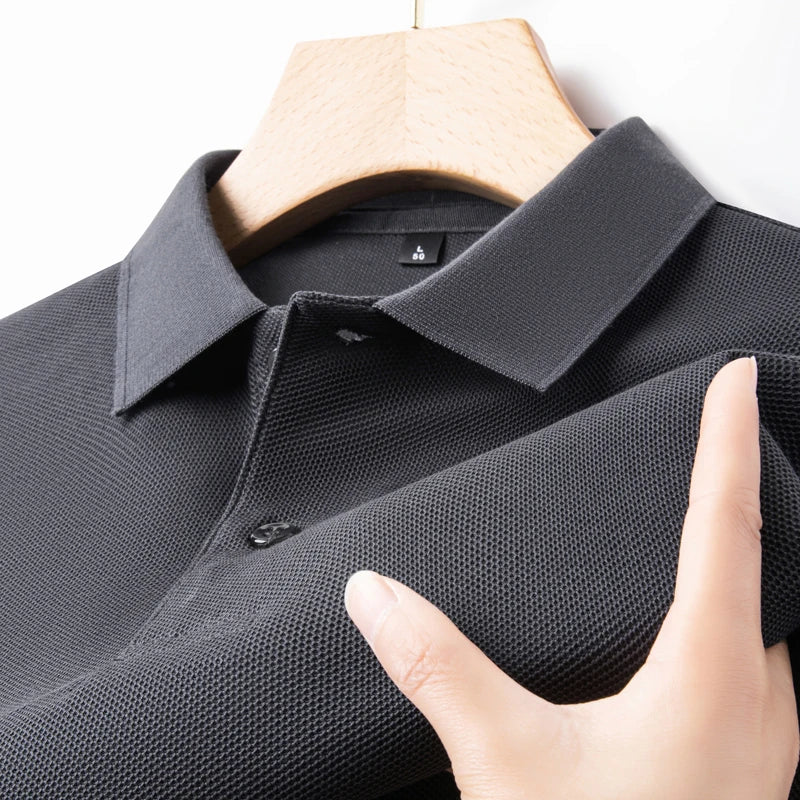 Classic Men Short Sleeve Polo Shirt 100% Mercerized Cotton Breathable Summer Golf Business Casual Athletic Tops