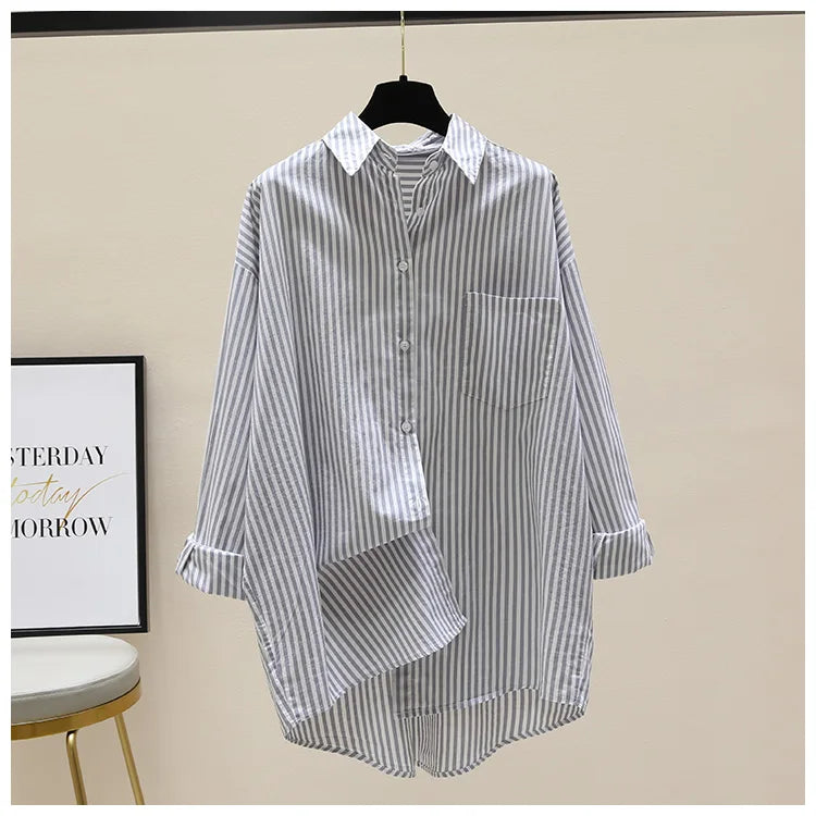 Striped Loose Office Shirt Women