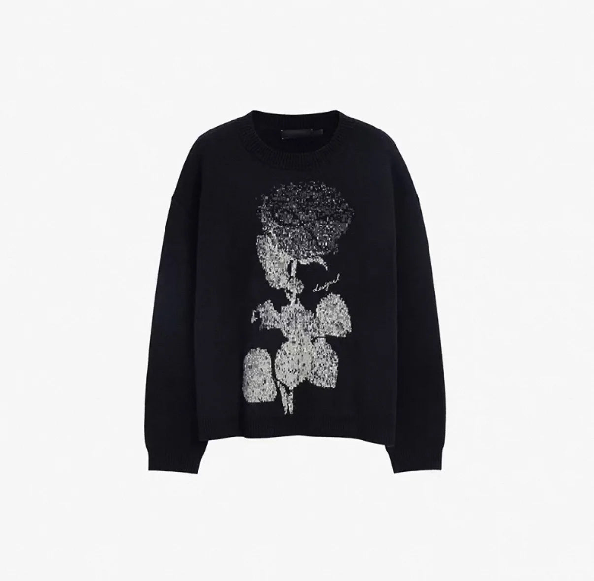 Floral Jacquard Knit Pullover Sweater