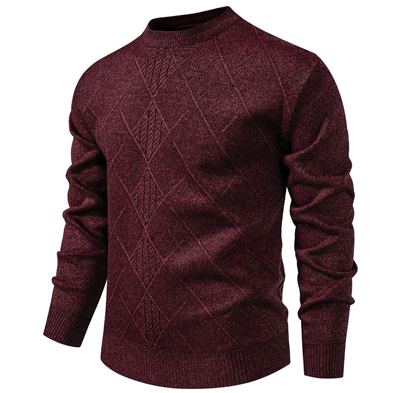 New Sweater Men Casual Knitted Pullover Solid Color Warm Regular Fit Round Neck Sweater Pullovers Mens Sweatwear