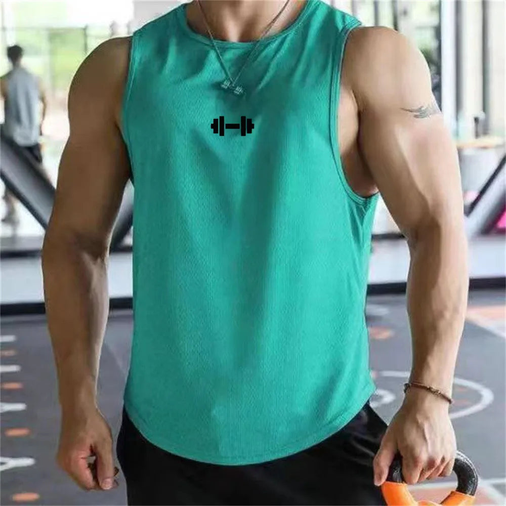 Summer Men's Tank Top Fitness Training Clothing Quick-drying Loose Bodybuilding Sleeveless Shirt Men Fashion Basketball Vest