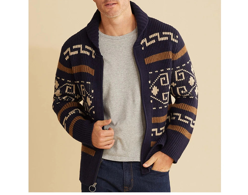 Winter Men's Cardigan Sweaters Fashion Male Knitted Sweater Thermal Warm Coats Casual Man Cashmer Lapel Knitted Jackets Clothing