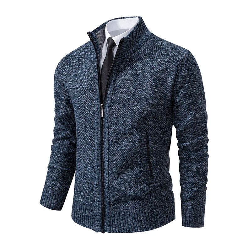 Stand Collar Fleece Zip Cardigan
