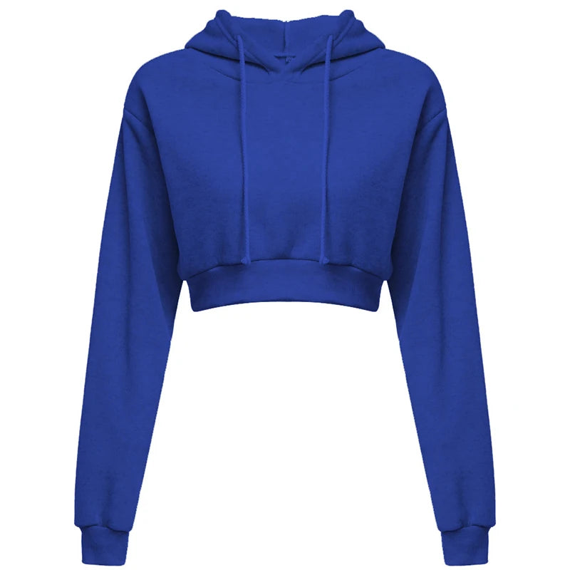 Cropped Hooded Pullover Sweatshirt Women
