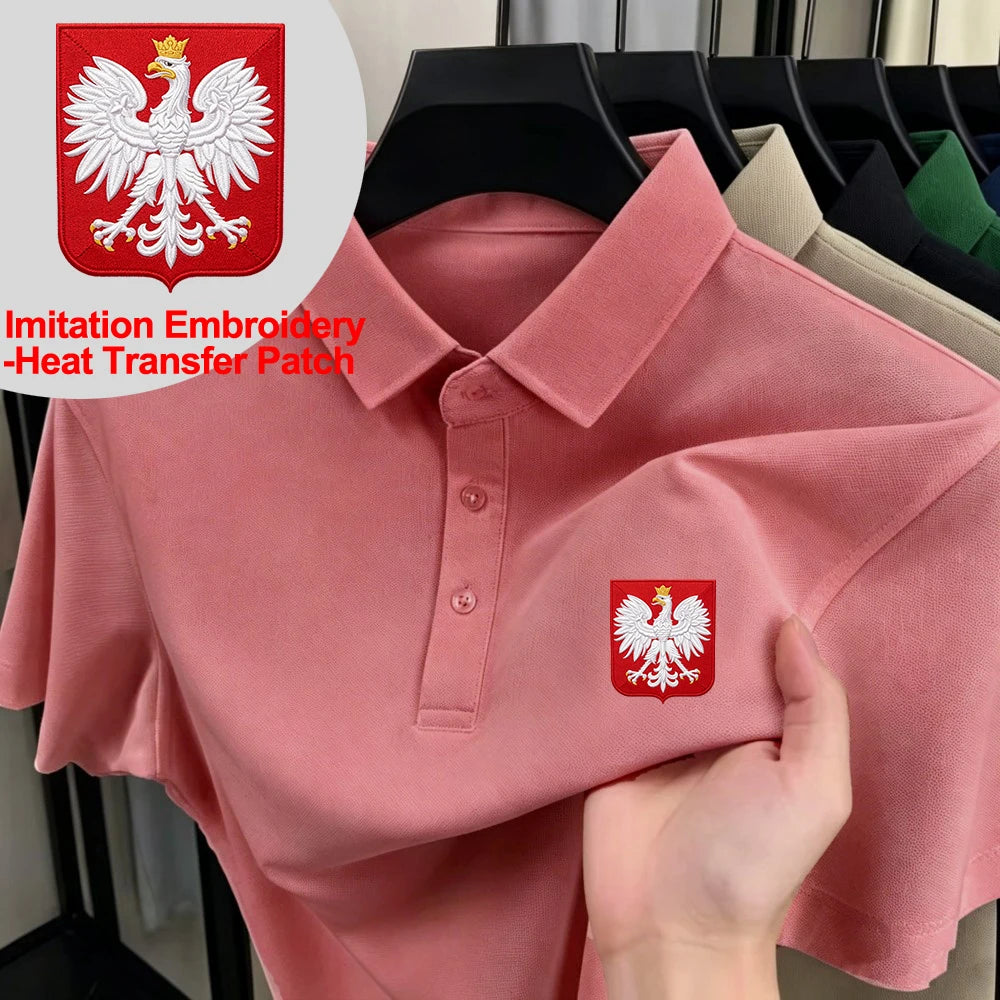 Poland Coat Of Arms Print Polo Shirt Mens Casual Breathable Lapel Tops Basic Short Sleeve T-Shirts Summer Commuting Male Clothes