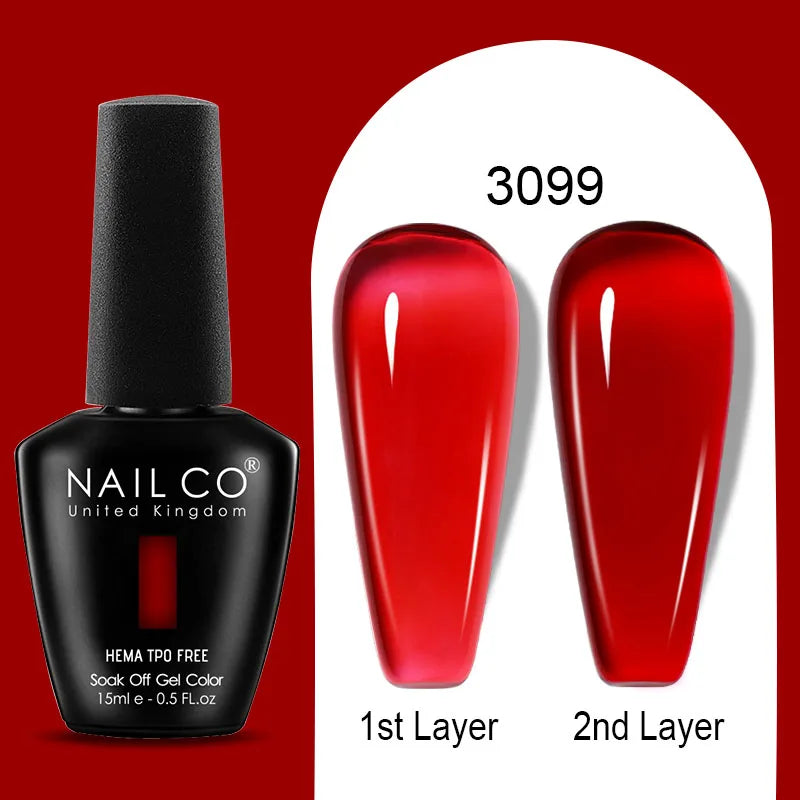NAILCO 15ml Colorful Jelly Gel Nail Polish Gorgeous Color HEMA TPO FREE Soak Off UV LED Semi Permanent Long Wear Gel Varnish
