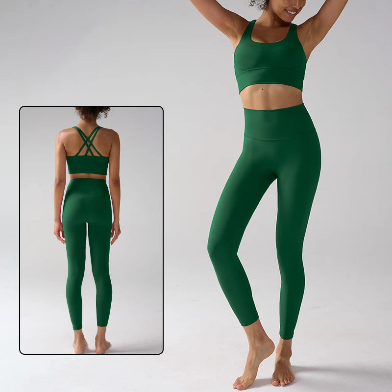 Women's Yoga Set Workout Set 2 Piece High Waist Yoga Leggings Sports Bra Gym Suit Activewear Sports Fitness Set Sports Suit
