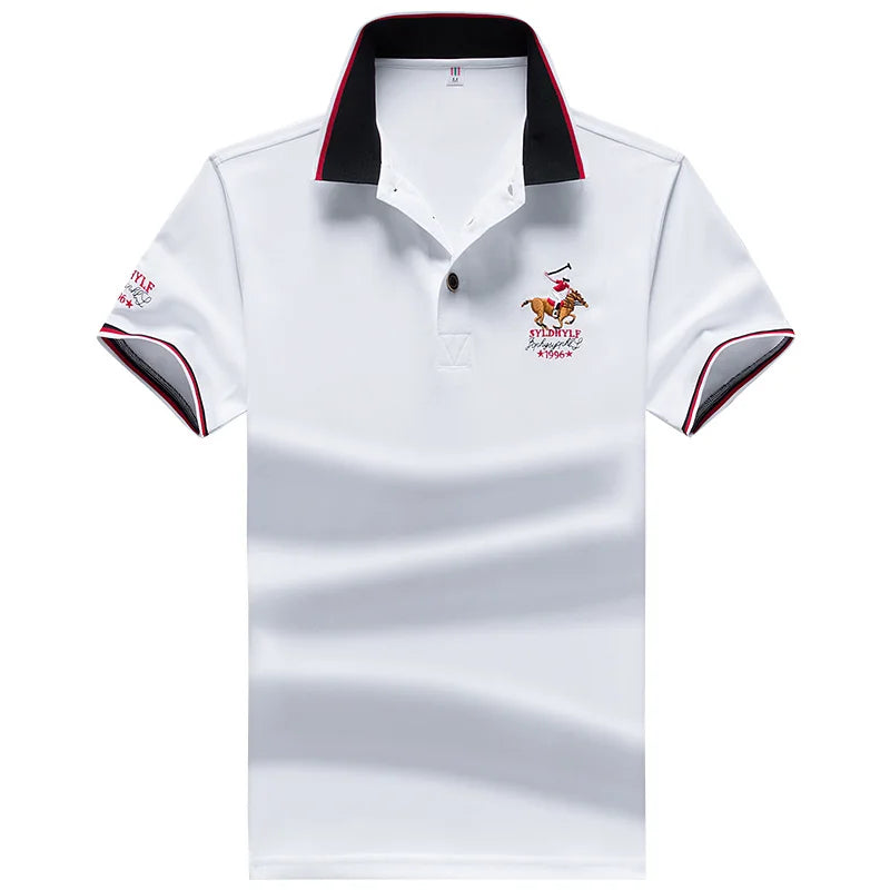 Polo Shirt Men Summer New Men's Short-Sleeved Polo Shirt Mens Embroidery Synthetic Fiber Fabric Youth Casual Business Polo Shirt