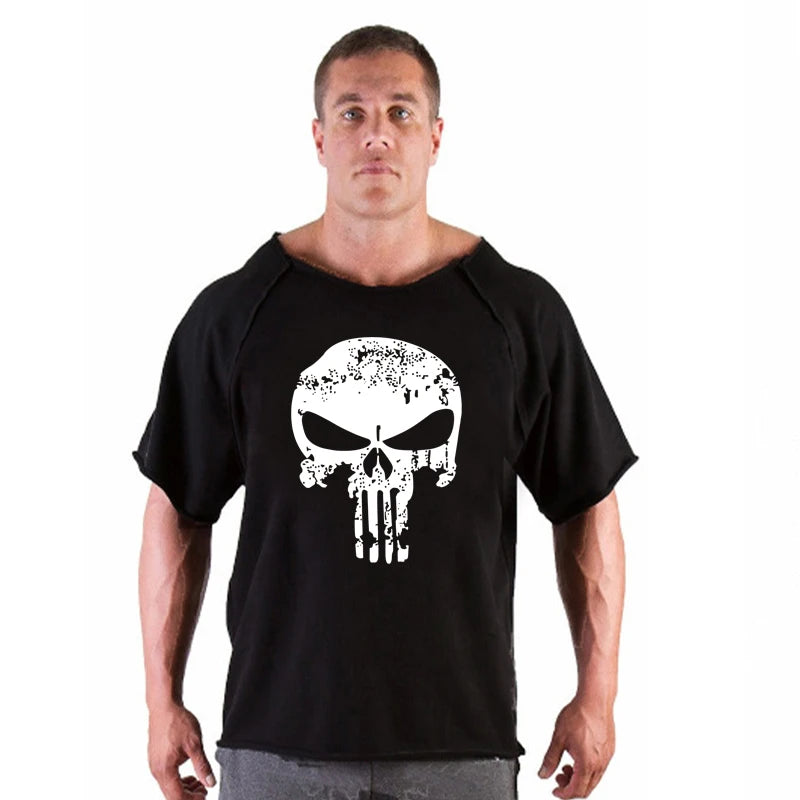 Men's T Shirts Fitness Men Bodybuilding  Shirt Batwing Sleeve Rag shirt Gym Fitness Muscle Running T shirt