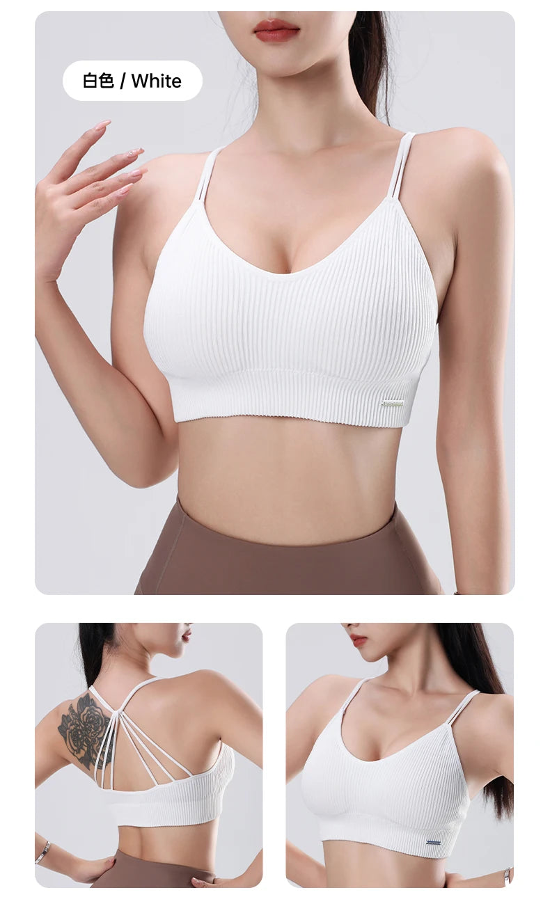 Women's Sports Bra Shock-proof Push-up Beautiful Back Cross Fitness Vest Top Gym Clothing Yoga Vest Running Sexy Fitness Bra