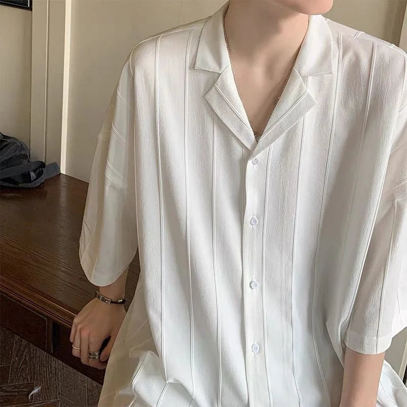 Striped Short Sleeve Shirt Men