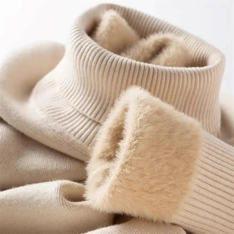 Men’s Thermal Fleece High-Neck Knitted Sweater