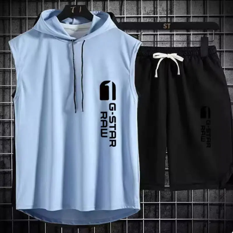 Men's track suit summer sportswear two-piece t-shirt shorts brand tracksuit jogging men's sports suit fitness clothes exercise
