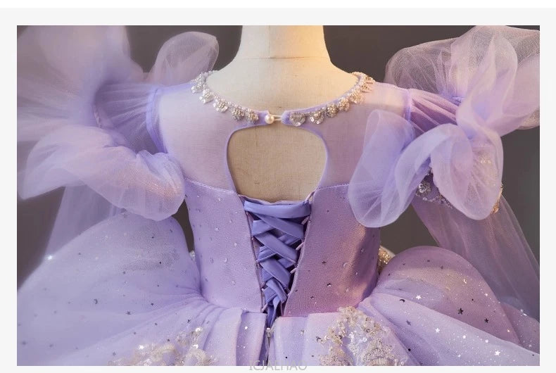 Wed Dress 2024 Flower Girl Wedding Dresses Costume Children Girls Birthday Party Princess Gown Vestido Kids Host Piano Outfit