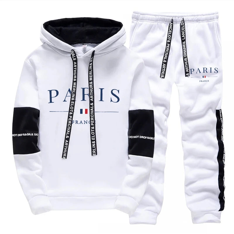 Men's Tracksuit 2 Pcs Sets Print Casual Hooded Sweatshirts Outdoors Sports Jogging Clothing Classic Fashion Single Hoodie Pants