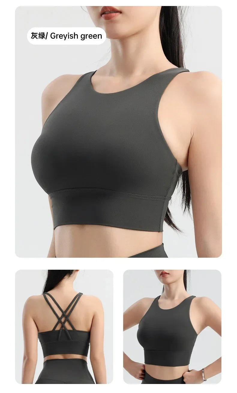 Women's Sports Bra, Shockproof and Beautiful Back Sports and Fitness Bra Shockproof and Anti Sagging Integrated Yoga Sports Vest