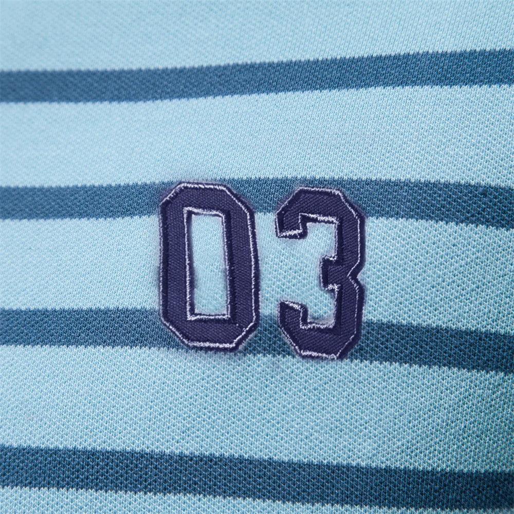 Striped Embroidered Cotton Summer Polo