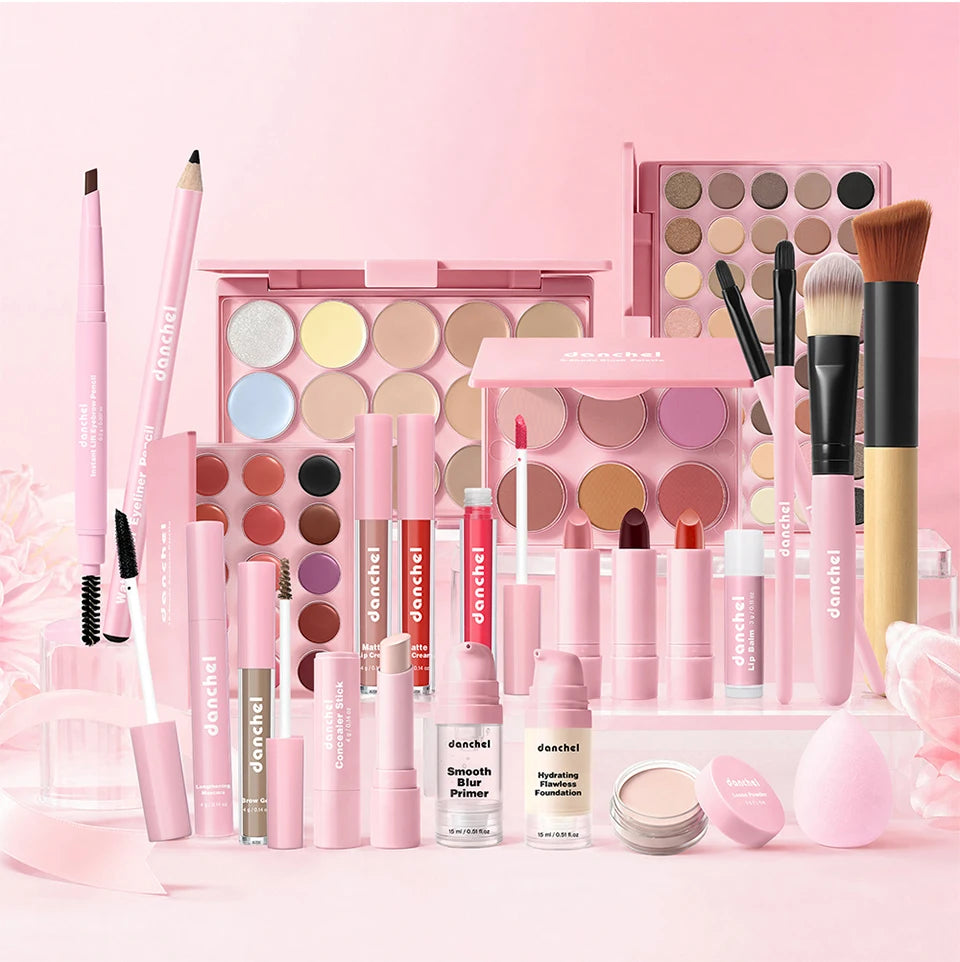All In One Makeup Set Gathering All Cosmetic Including Base Makeup, Concealer, Contour ,Powder Blusher, Eyebrow Eye, Lip Makeup
