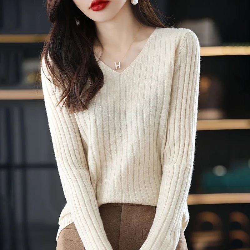 V Neck Office Knit Sweater