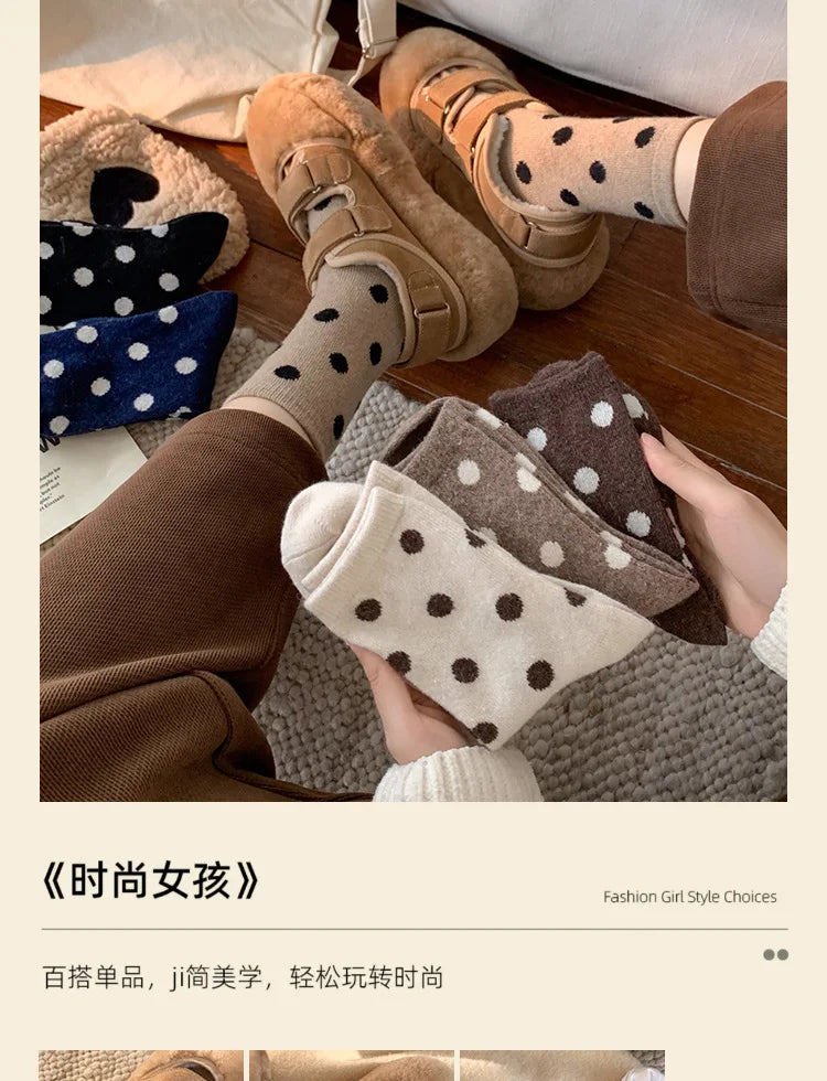 Polka Velvet Winter Socks