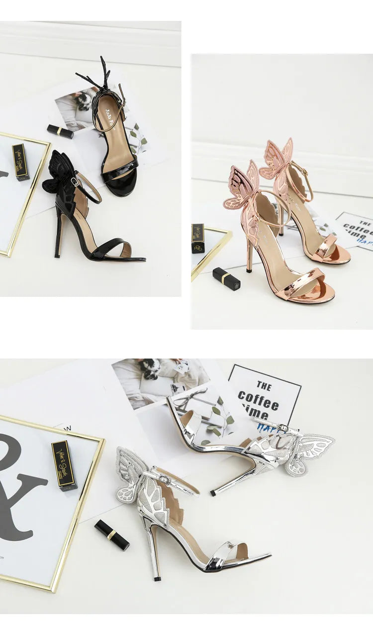 Fashion Women's High Heels Bow Women Sandals Patent Leather Open Toe Party Shoes Buckle Ultra High Heels Women Shoes New Zapatos