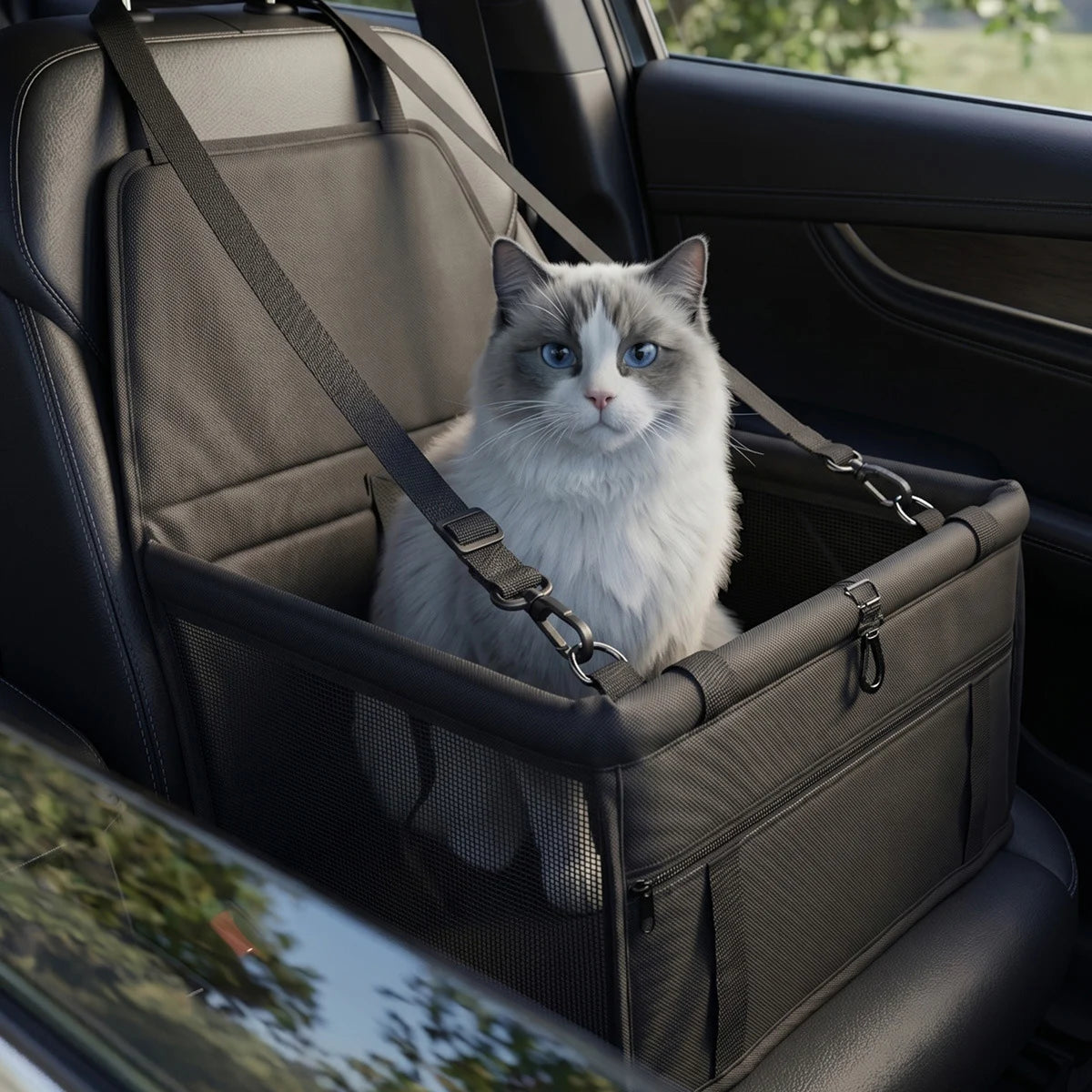 Waterproof and anti-slip pet transportation bag for cars, breathable dog travel seat cover, suitable for car seats
