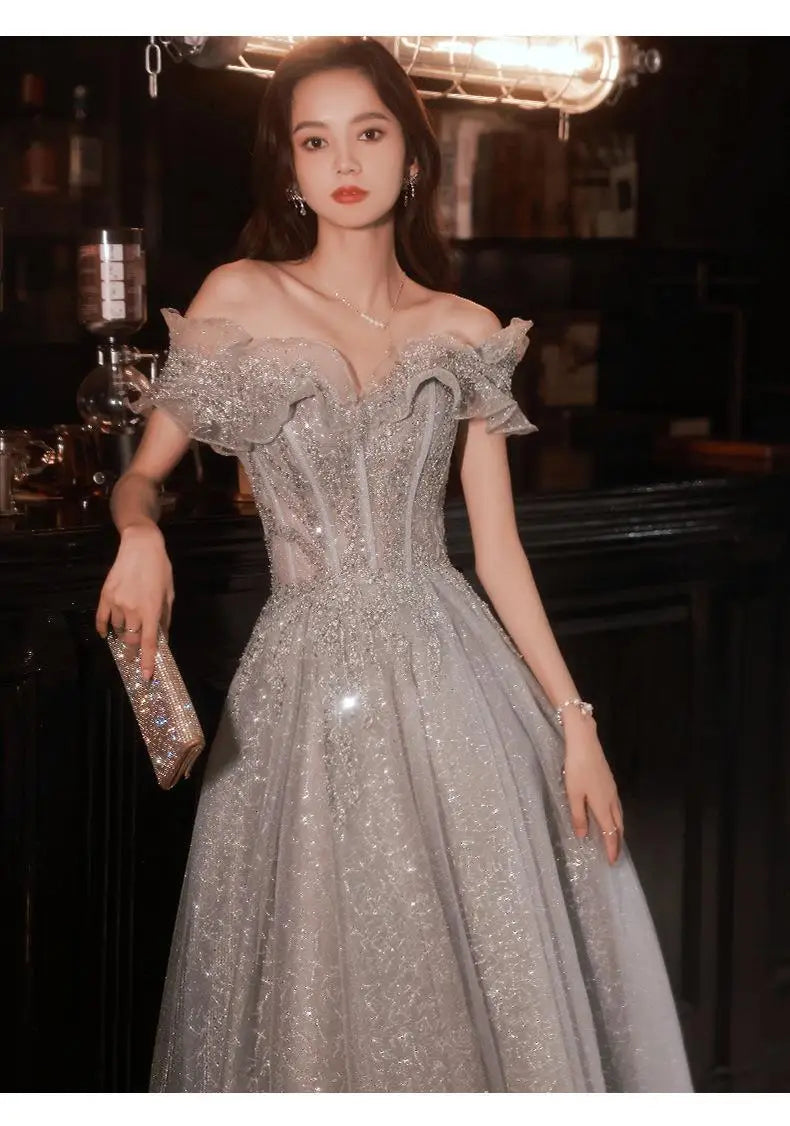 One Shoulder Fairy Style Evening Dress