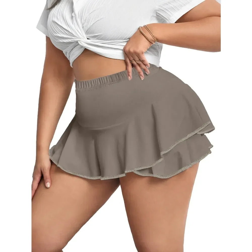 Plus Size 1XL-5XL Women's Skirts Sexy Pleated Home Skirts Skirts with leggings Solid color skirts