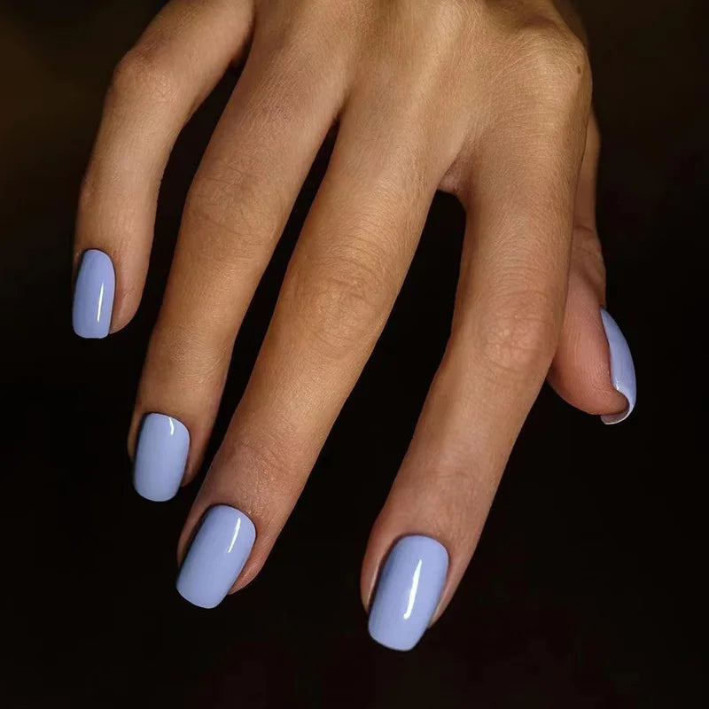 24Pcs/Set Wearable False Nails for Girls Women Removable Solid Color Short Fake Nails Art Finished Simple White Press on Nail