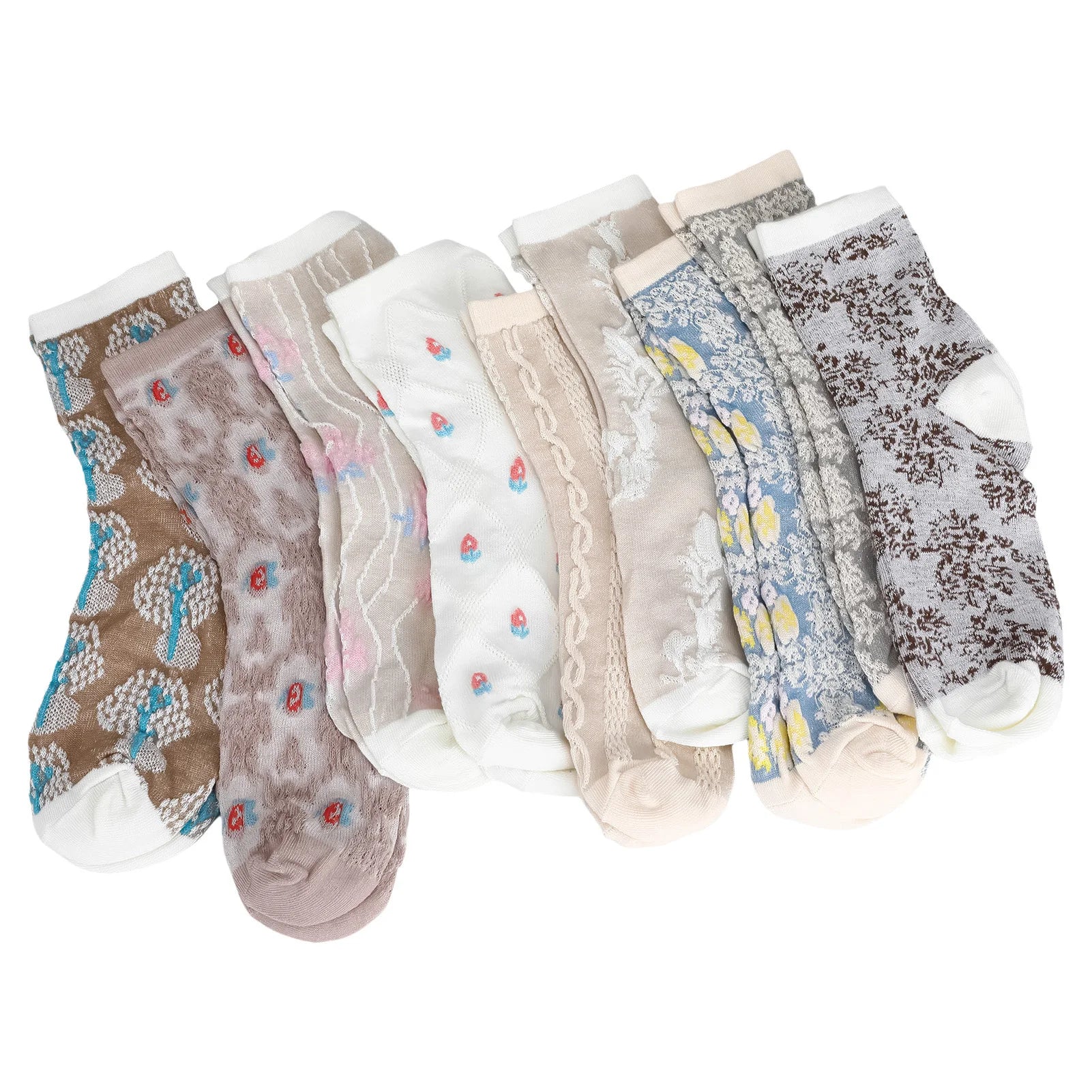 Colorful Floral Calf Socks Set