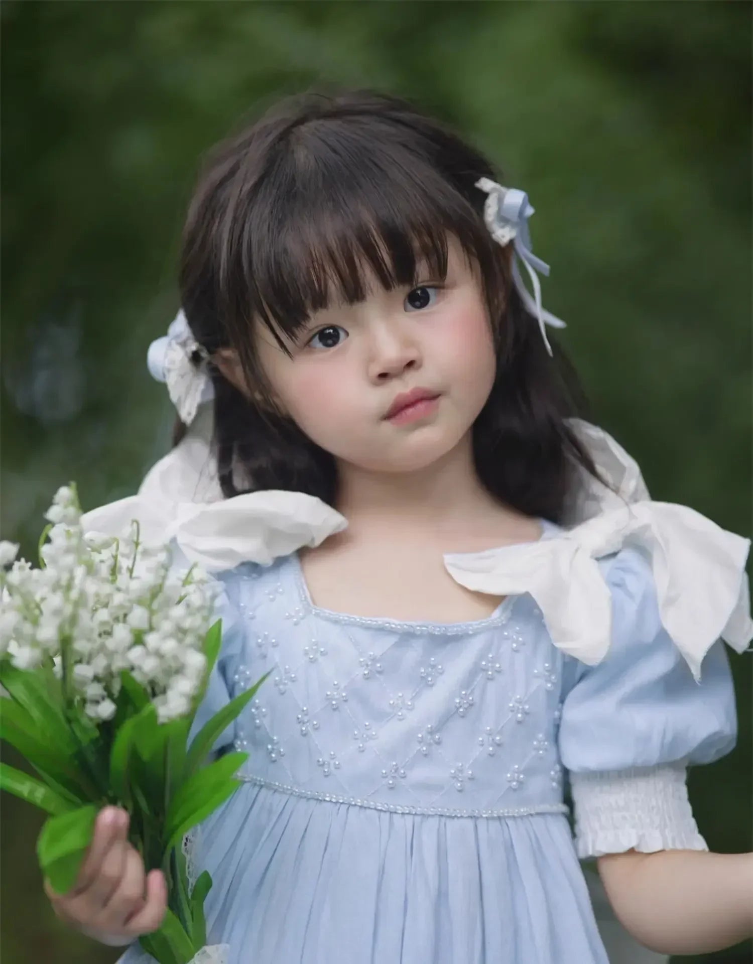 Embroidered Bow Princess Girls Dress