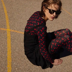 Women Jumpsuit Y2K Streetwear Moon Print Jumpsuit Elastic Long Sleeve Round Neck Autumn Sexy Fashion Bodysuit