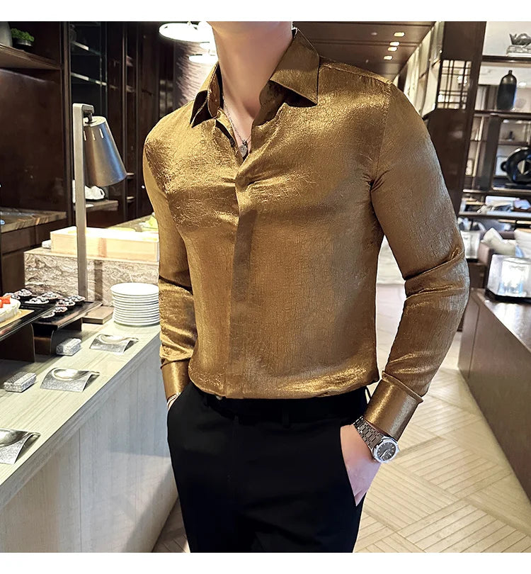 Glossy Slim Fit Men’s Dress Shirt