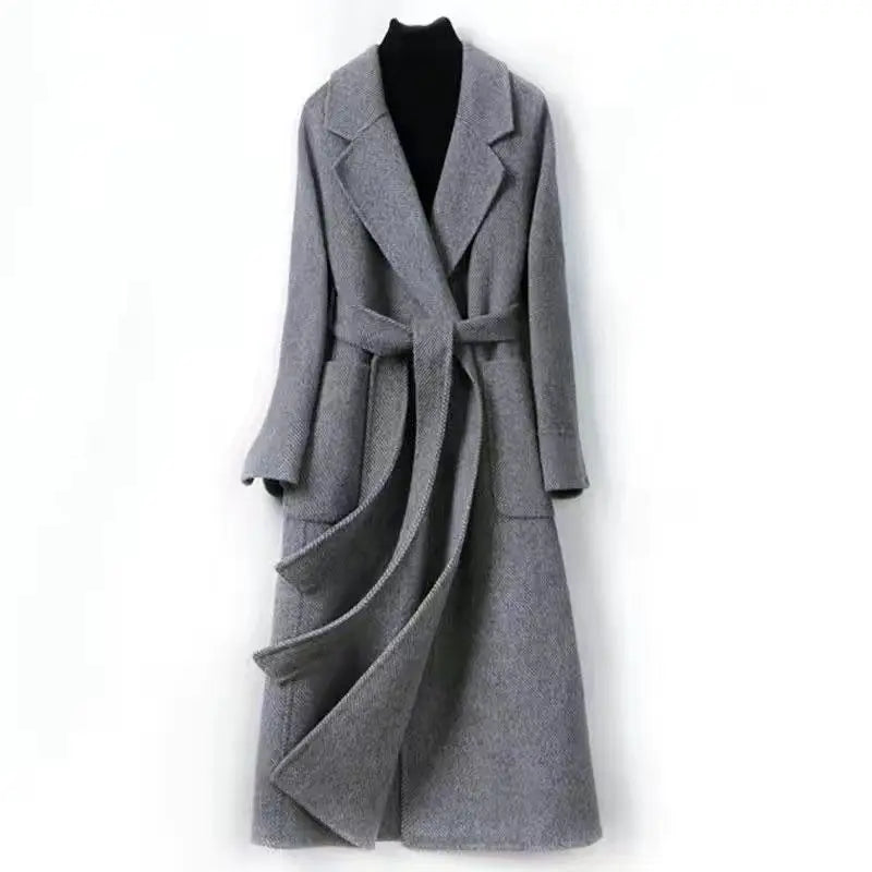 Slim Belted Wool Winter Overcoat
