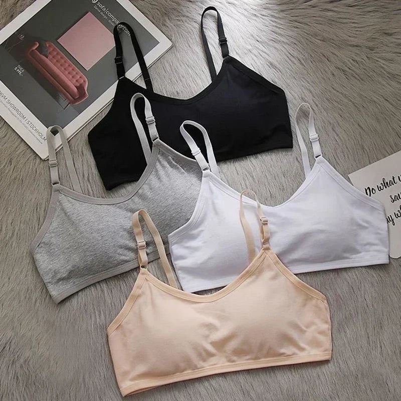 Cotton Sports Training Bras Casual Back Buckle Teenage Lingerie No Steel Rings Sports Bra Elastic Breathable Student Underwear