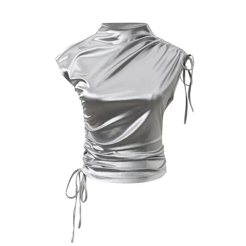 Shirred Half Turtleneck Tee Women