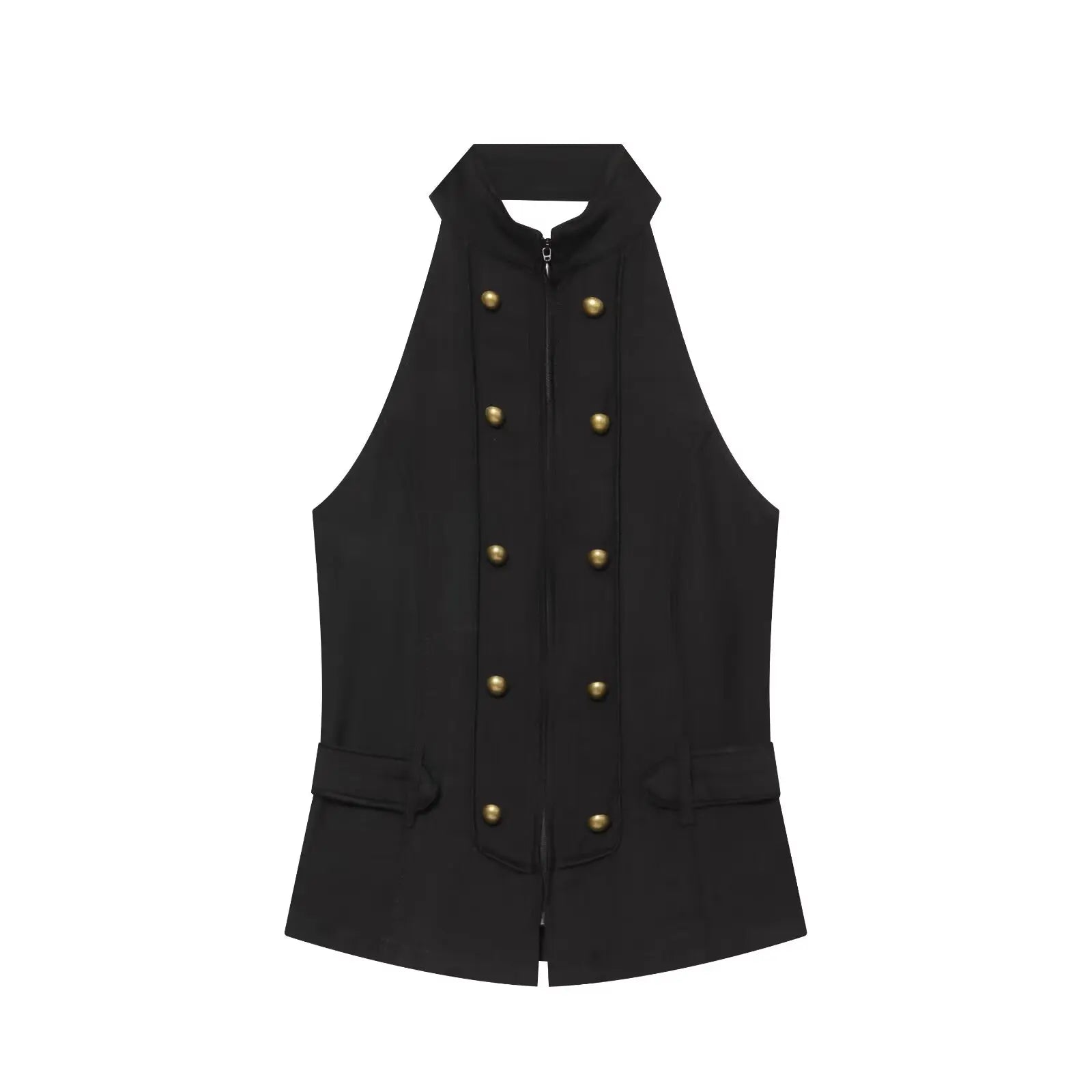 Women's Top 2026 Summer Elegant Fashion Silky Vacation Halter Neck Backless Sexy Unique Army Green Beach Style Party Women's Top