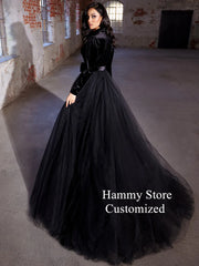Black Gothic Bridal A-Line Gown