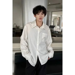 Men's Satin Shirt with Embellished Collar