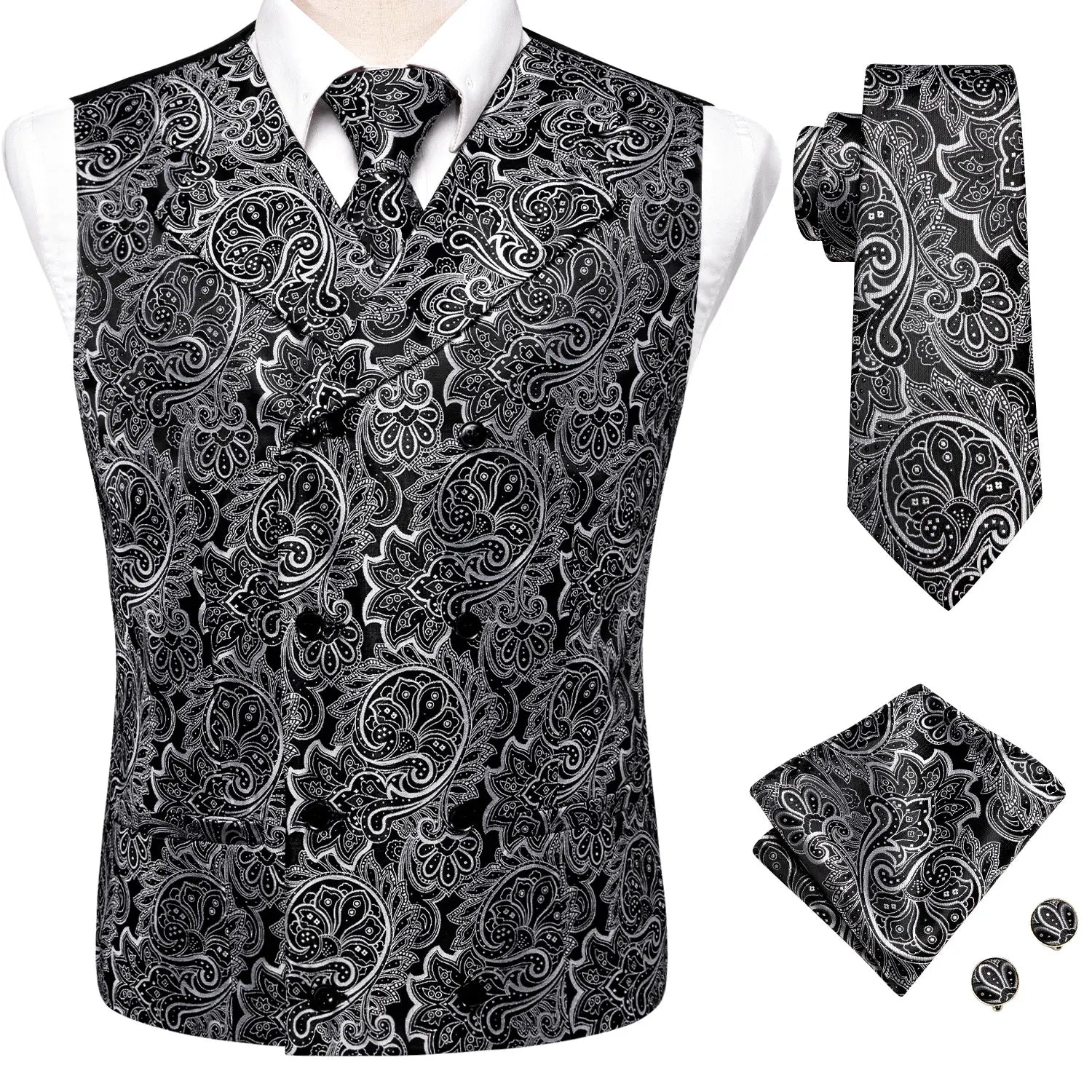 Men’s Silk Jacquard Suit Vest Set